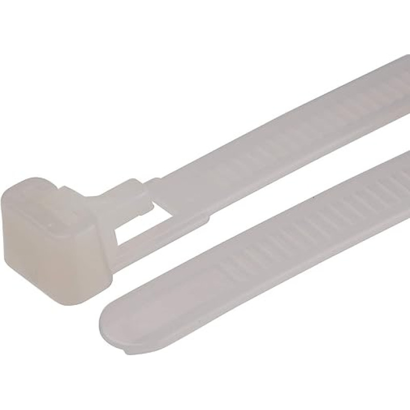 RS PRO Nylon 66 Kabelbinder lösbar 7,6 mm x 150mm, 100 Stück, Packung a 100 Stück