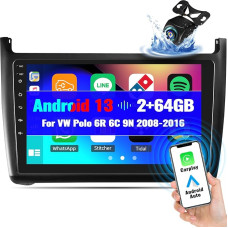 OiLiehu 2G + 64G Android 13 Automobilinis radijas 2 DIN Carplay Android automobilinis radijas skirtas VW Polo 6R 6C 9N 2008-2016 Automobilinis radijas su 9 colių ekranu su Bluetooth/FM RDS/WiFi/GPS/ galinio vaizdo kamera