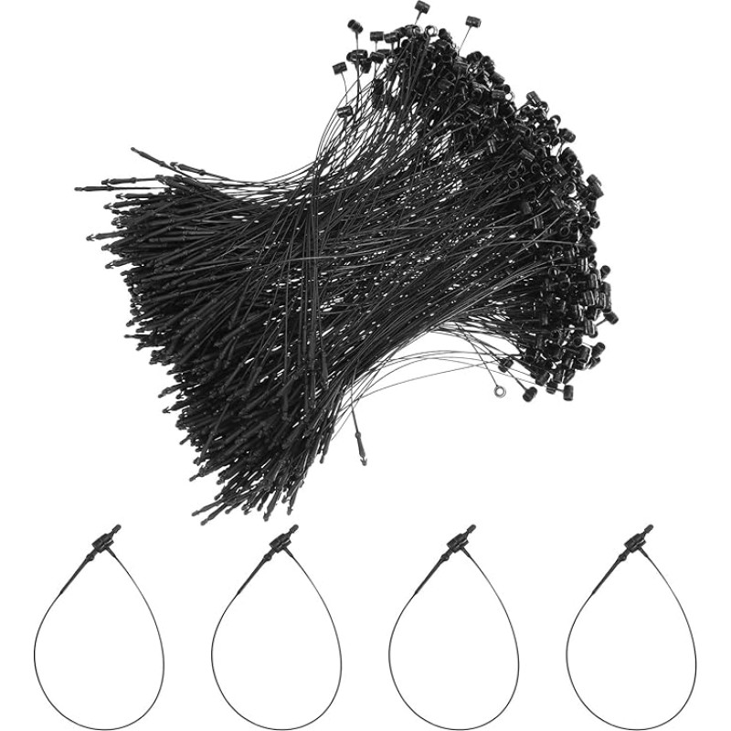 QUARKZMAN Pack of 5000 Plastikiniai tvirtinimo kaklaraiščiai 6 colių saugos kilpa apvalios etiketės Snap Lock drabužių kainų žymos batų bagažo žymos, juoda