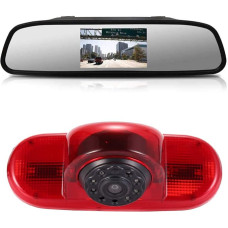 12 mm Reversing Camera + 4.3 Inch Car Rear View Mirror, Brake Light, Car Roof Reversing Camera, Replacement for Opel Vivaro Surf Concept/Life/Combo/Vauxhall/Renault Trafic/Fiat Talento/Primastar Van