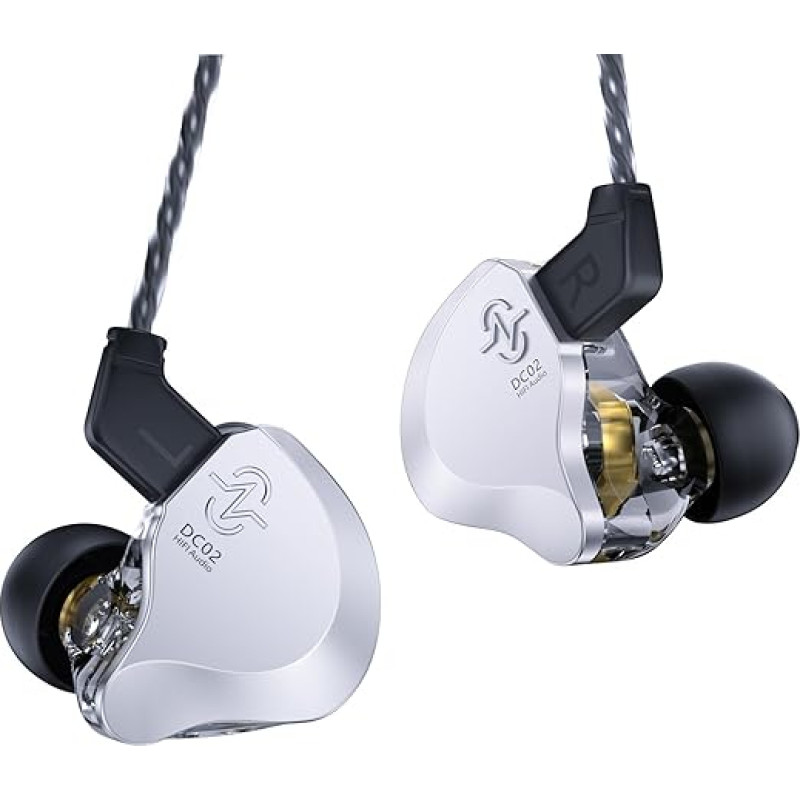 keephifi CCZ DC02 In-Ear Monitor IEMS ausinės žaidimams, dvigubos magnetinės grandinės DD IEM Inear Monitor DJ ausinės, cinkuotos ausinės su blizgiu metaliniu kabeliu ir PU + PET kompozitine membrana