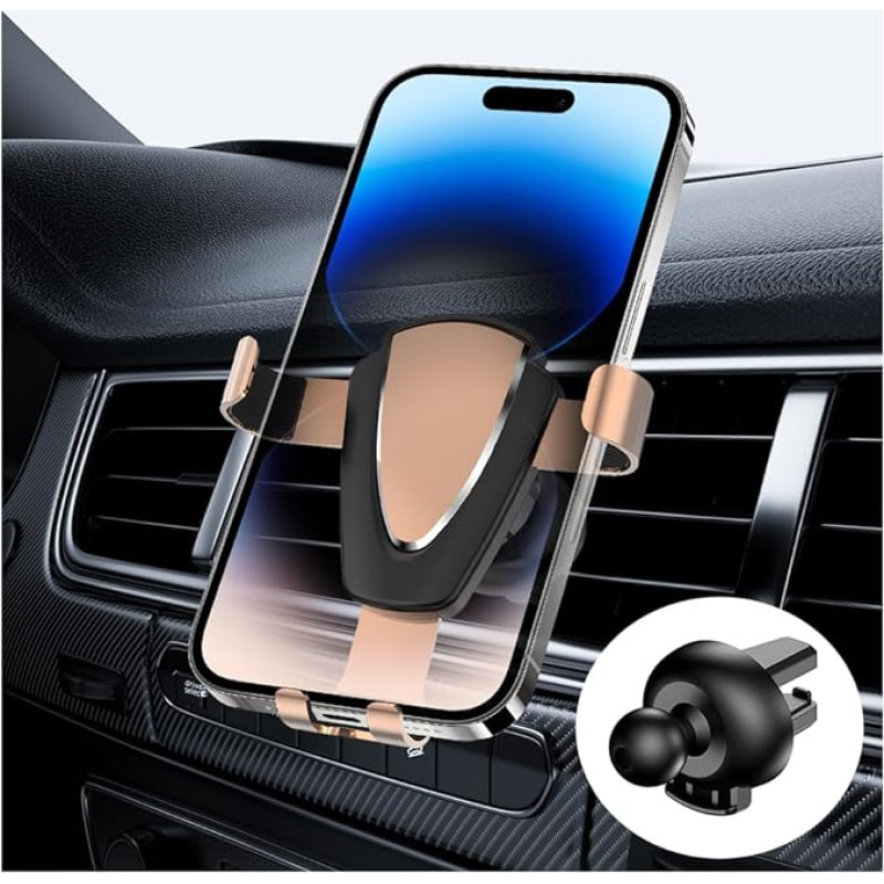 Adunsiaoto Mobile Phone Holder Car, Car Phone Holder Air Vent, Mobile Phone Holder Car Non-Slip Car Mobile Phone Holder, Adjustable 360° Rotatable Adjustable Stand Car Mobile Phone Holder (Gold)