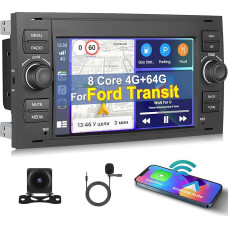 [8 Core 4G + 64G] Inefala Android 13 Radijas 2 DIN Ford Transit Fiesta Focus Focus Galaxy Mondeo Fusion Kuga, 7 colių jutiklinis ekranas su belaidžiu Carplay Android automobiliu, BT GPS WiFi 59UI RDS FM Mic atbuline eiga