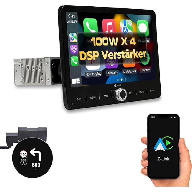 DYNAVIN Android universalus 1-DIN automobilinis radijas su navigacija, 10,1 colio radijo imtuvas su belaidžiu 