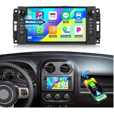 2+64G CAMECHO Android 13 automobilinis radijas Chevrolet/Chrysler/Jeep/Dodge 2007-2011 m. su Navi Carplay Android Car, radijas Double DIN su 7 colių ekranu, Bluetooth RDS/FM MirrorLink ir USB