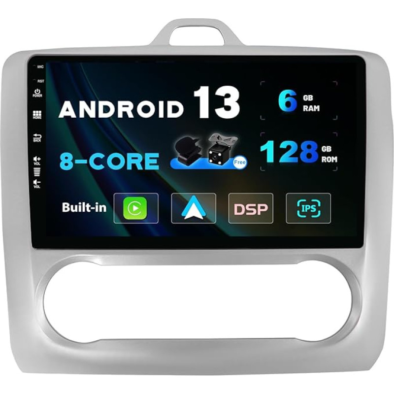 SXAUTO - 6G+128G - Android 12 IPS Autoradio für Ford Focus (2004-2011) - Eingebaut Carplay/Android Auto/DSP - LED Kamera + MIC - DAB Lenkradsteuerung Fast-Boot 360-CAM WiFi AHD - 2 Din 9 Zoll