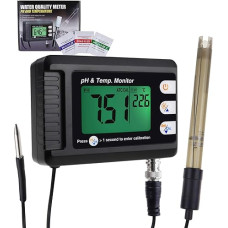PH Meter 2 in 1 Temperature PH Tester PH Monitor Water Quality Tester 0-14 PH Value Meter Digital with LCD for Pool, Spa or Laboratory Swimming Pools, Aquariums pH Meter
