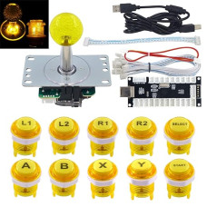 SJ@JX Arcade Game LED DIY Kit Mechaninis klaviatūros jungiklis Arcade LED mygtukas LED Joystick valdiklis Zero Delay USB Encoder PC MAME Retropie Jamma Yellow