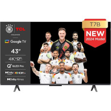 TCL 43T7B 43-Zoll QLED Pro Fernseher, 4K Ultra HD, HDR Pro, Smart TV Unterstützt von Google TV (Dolby & Atmos, Motion Clarity, Freihändige Sprachsteuerung, Kompatibel mit Google Assistant & Alexa)