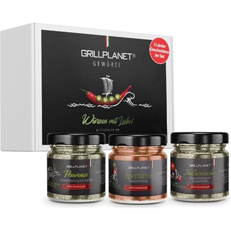 Mediterranean Spice Mix Set of 3 Spice Gift Set Italian Spanish and Herbs of Provence for Meat Pasta and Sauces for Grilling and Roasting