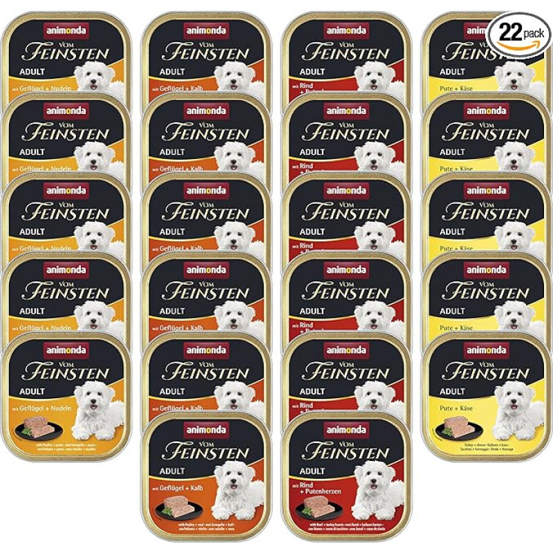 animonda Vom Feinsten Adult Dog Food, Wet Food for Adult Dogs, Gourmet Variety, 22 x 150 g