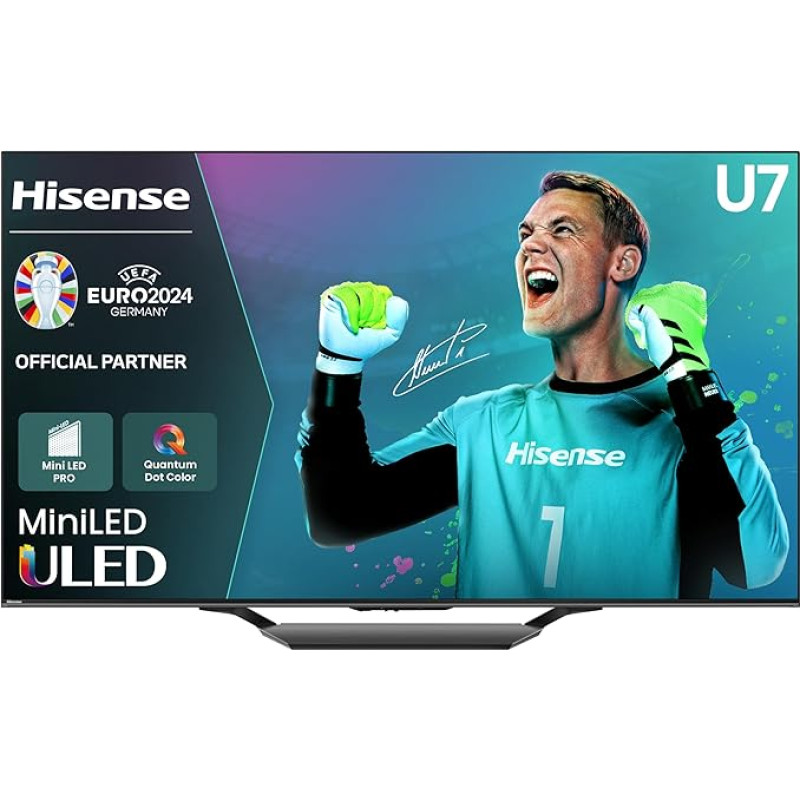 Hisense 75U7NQ 189 cm (75 Inch) TV, 4K Mini LED ULED HDR Smart TV, Quantum Dot, 120Hz/ 144Hz VRR, HDMI 2.1, Game Mode Pro, Dolby Vision IQ & Atmos, Bluetooth, Alexa Built-in, Anthracite, [2024]