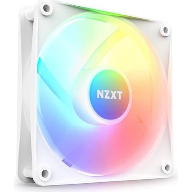NZXT F120 RGB Core - 120mm Hub Mounted RGB Fan - 8 Individually Controllable LEDs - Semi Transparent Fan Blades - Hydrodynamic Bearing - PWM Control - CAM Software - White