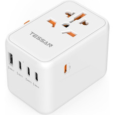 Travel Adapter Worldwide 65 W USB C Charger, TESSAN Universal Travel Plug with 1 USB, 3 USB C and 1 PD Quick Charge, International Socket Adapter for Germany, USA, England, Thailand Adapter