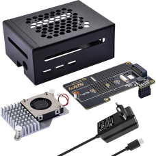 GeeekPi Metal Case for Raspberry Pi 5, with Official Active Cooler, N04 M.2 NVMe SSD PCIe Peripheral Board and 27 W USB C Power Supply for Raspberry Pi 5 8 GB 4 GB