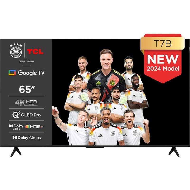 TCL 65T7B 65 Inch QLED Pro TV, 4K Ultra HD, HDR Pro, Smart TV Supported by Google TV (Dolby & Atmos, Motion Clarity, Hands-Free Voice Control, Compatible with Google Assistant & Alexa)