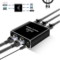 1000 Mbit/s RJ45 Ethernet 1 - 4 skirstytuvo adapteris, 4 prievadai, skirti naudoti vienu metu, didelės spartos interneto LAN lizdo išplėtimas su C tipo USB maitinimo kabeliu