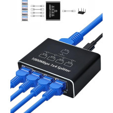 LAN skirstytuvas nuo 1 iki 4 Ethernet skirstytuvas 1000 Mbps LAN jungiklis su 4 prievadais ir C tipo maitinimo kabeliu, Ethernet jungiklis RJ45 skirstytuvas, skirtas kompiuteriui, jungikliui, maršrutizatoriui, priedėliui, ADSL, skaitmeninei televizijai ir