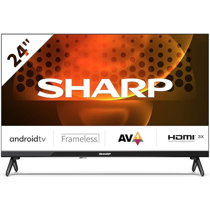 SHARP 24FH6EA HD Ready Frameless Android TV 60 cm (24 Inches), 3 x HDMI, 2 x USB, Dolby Digital, Active Motion 400