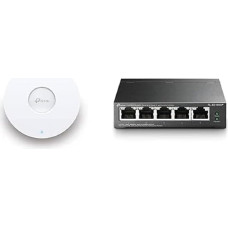 TP-Link EAP610 AX1800 Gigabit Dual-Band WiFi 6 WLAN prieigos taškas su TL-SG1005P 5 prievadų Gigabit PoE komutatoriumi