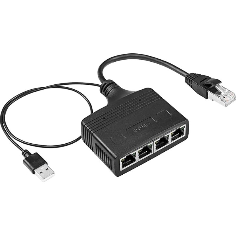 SinLoon Gigabit RJ45 Network Splitter Adapter, 1 to 4 Ethernet Splitter 1000Mbps High Speed LAN Network Splitter 4 Devices Share Internet Simultaneously (1 to 4 Male Gigabit)
