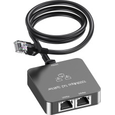 Uzifhdhi Ethernet Splitter 1 to 2 su Ethernet kabeliu, Gigabit RJ45 interneto skirstytuvo adapteris 1000 Mbps didelės spartos Cat 5/5e/6/7/8 kabeliui, pilkas