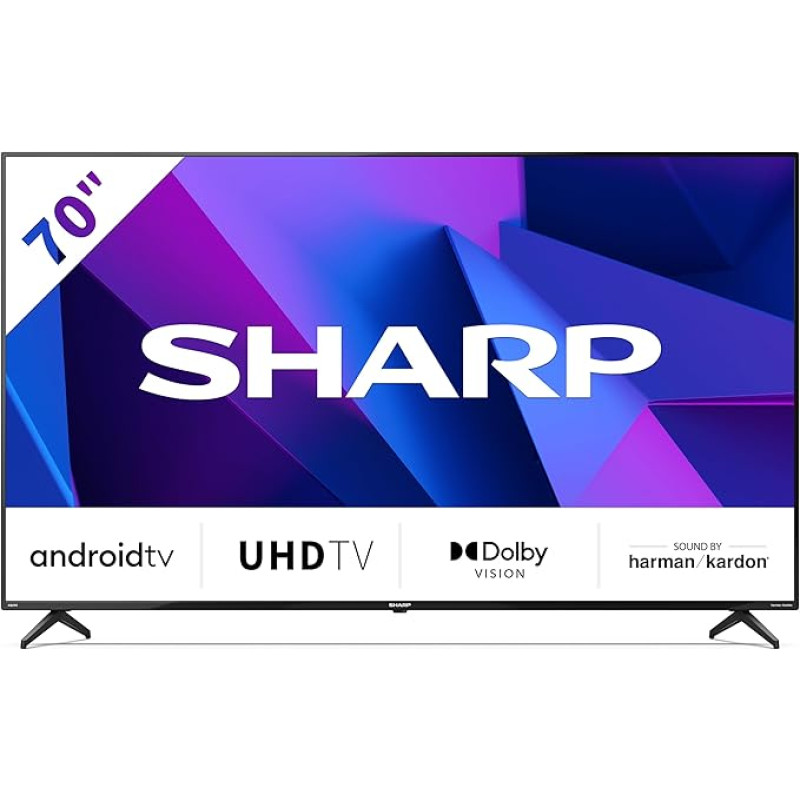 SHARP 70FN2EA Android TV 177 cm (70 Inch) 4K Ultra HD Android TV (Smart TV, Bluetooth, Dolby Vision, HDMI 2.1 with eARC)