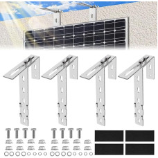 Aolawco Set of 4 Solar Balcony Power Station Brackets, Balcony Hook Set, Adjustable Balcony Bracket for Solar Panels, Solar Panel Holder, No Drilling Required for Solar Panel, Round, Square Balcony