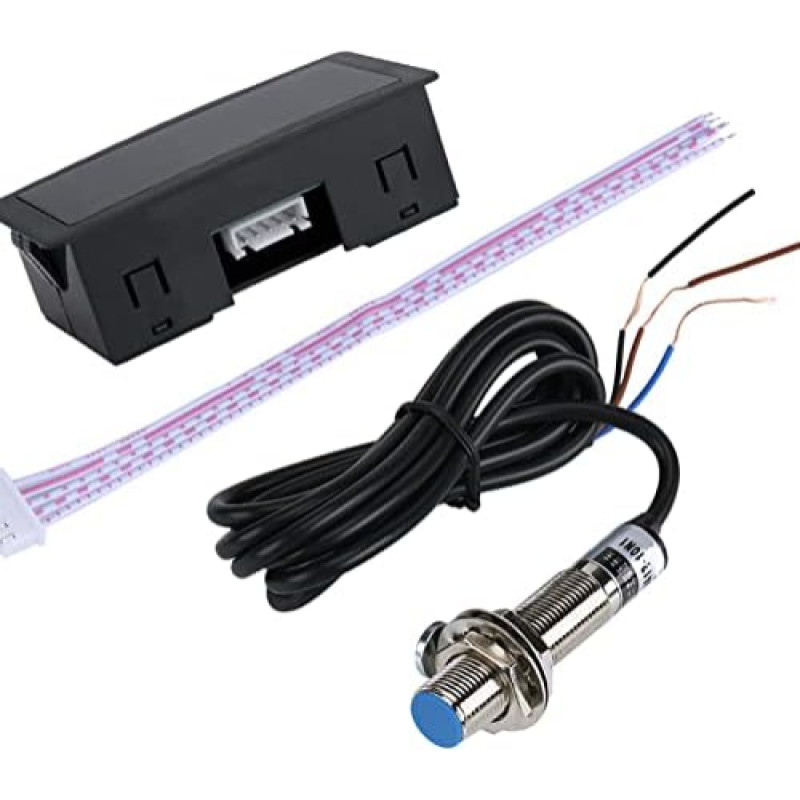 12 V 4 skaitmenų LED ekrano tachometro variklio apsukų matuoklis + Hall Switch jutiklis Npn, įtampa, taikomas matuojant srovę, temperatūrą, slėgį, poslinkį 8 x 4,2 x 2,6 cm, skaitmeninis tachometras