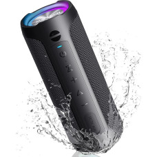 AUKTECH Portable Bluetooth Speaker, Music Box with 24 W Stereo Sound, LED Light, 20 Hours Battery, Hands-Free Function, IPX7 Waterproof, for Mobile Phone/PC