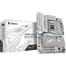 GIGABYTE X870 A Elite WIFI7 Ice motininė plokštė - palaiko AMD Ryzen 9000 procesorius, skaitmeninis 16+2+2 fazių VRM, iki 8000 MHz DDR5 (OC), 3xPCIe 5.0, 