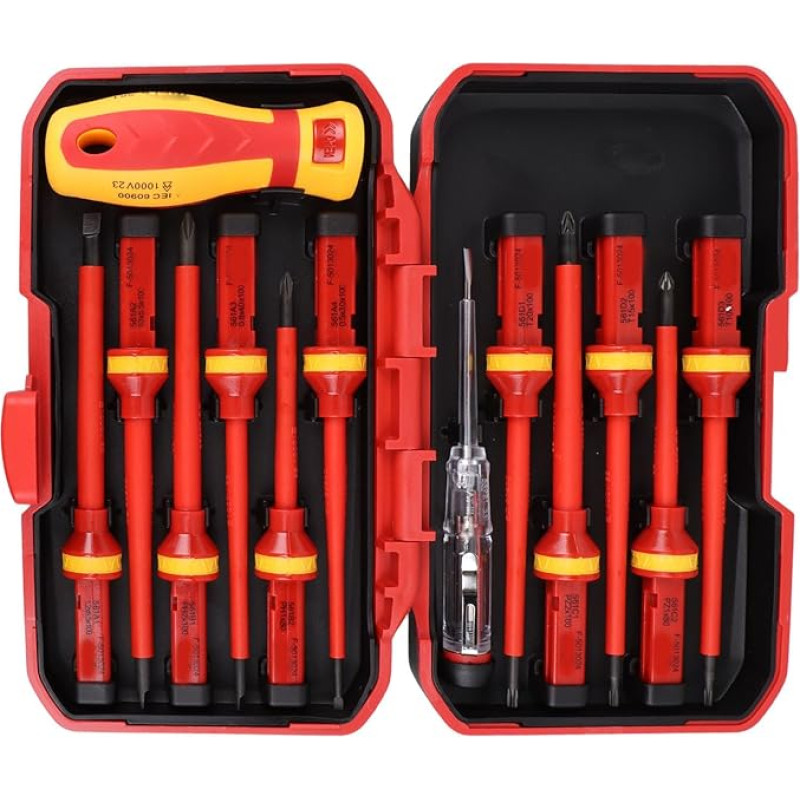 1000V Insulated Electric Screwdriver Set, Insulated Professional Electricians Slotted Crossed Screwdriver Set, Insulation Handle CRV Steel Magnetic Slotted Hex