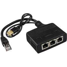 Leehitech RJ45 tinklo dalytuvo adapterio kabelis, LAN dalytuvas iš 1 į 3, 1 RJ45 vyriškos ir 3 RJ45 moteriškos lyties tinklo dalytuvas, 3 prievadų interneto ilgintuvas su USB maitinimo kabeliu, skirtas Cat5, Cat6, Cat7
