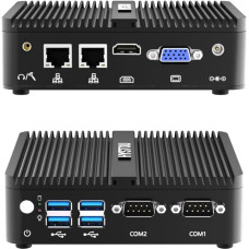 HYSTOU mini pramoninis kompiuteris Celeron J4125 su 8GB DDR4 256GB SSD Ventiliatorių neturintis mini kompiuteris Windows 10 Pro 2 x RJ45 LAN tinklo mikroįrenginys 4K HDMI Wifi2.4G+5.0G BT