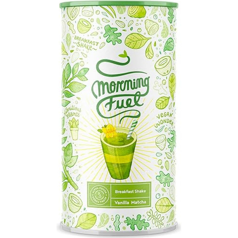 Morning Fuel Vanilla Matcha Shake, Rich & Healthy, Morning Breakfast Blend with Protein from Seeds, Quinoa & Almonds, 600 g Powder