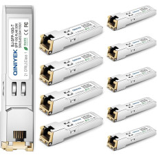 [10 pakuočių] 1.25/2.5/5/10G SFP+ į RJ45 siųstuvą, varinis SFP+ modulis, Cat.6a/7, iki 30 m, tinka 