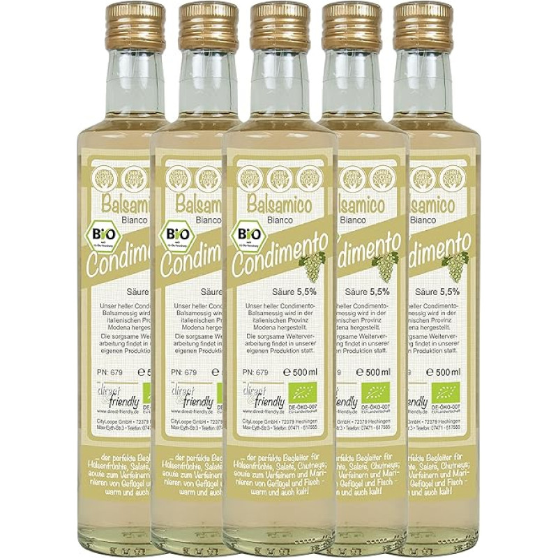 direct&friendly Bio Condimento balzaminis baltasis balzamikas Bianco (5 x 500 ml)