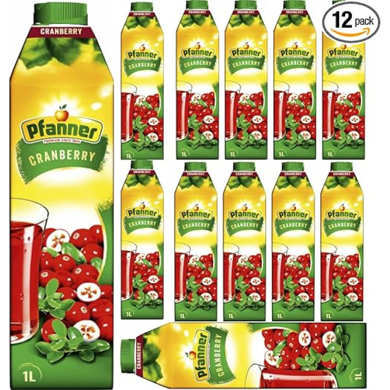With Pufai Grocery, Pfanner Cranberry Cranberry Fruit Juice 1000 ml x 12 Pieces