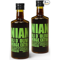 NIAN® Extra Virgin alyvuogių aliejus 2 x 500 ml [THE OLIVE OIL OF STAR CHECHES] - 100% grynas asortimentas, Arbequina alyvuogės iš naujausio derliaus - ekologiškas, skirtas namų virtuvei (saugus paukščiams)