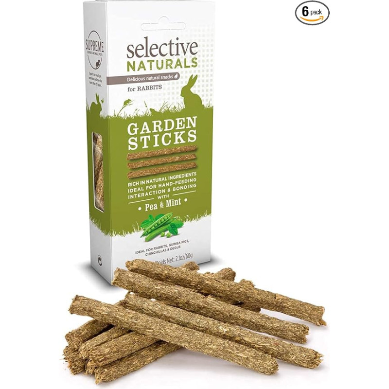 SUPREME Selective Naturals Garden Sticks PEA & Mint triušiams 2,1 uncijos (6 vnt.)