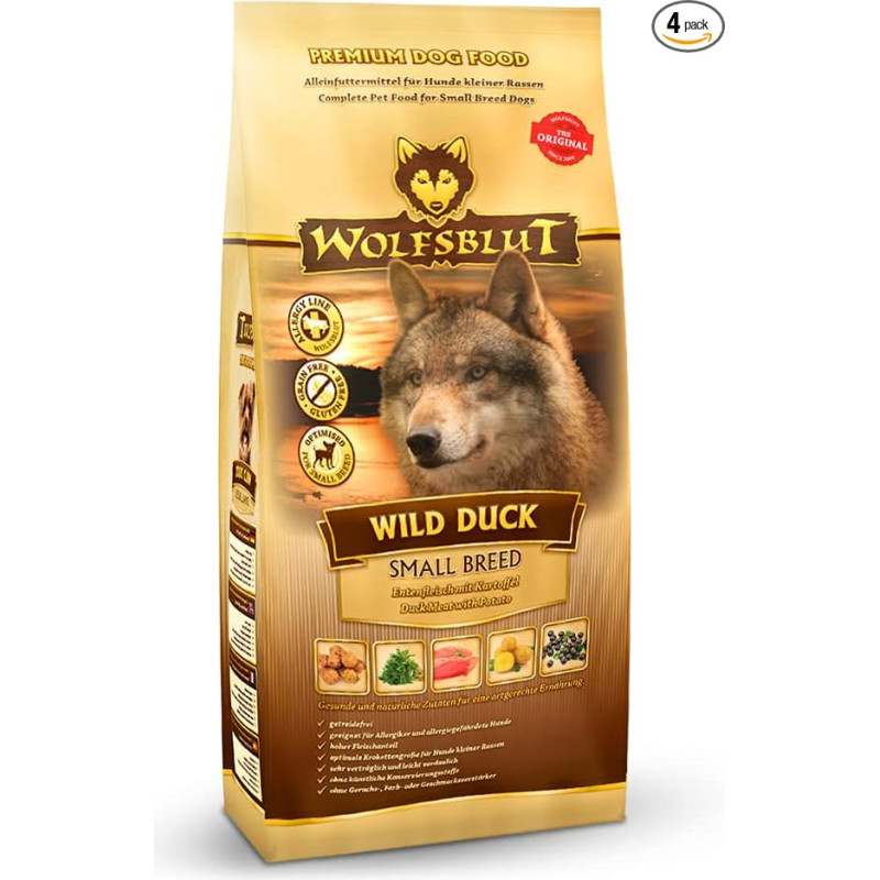 Wolfsblut - Wild Duck Small Breed - 4 x 2 kg - Antis - Sausas maistas - Sausas maistas šunims - Be grūdų