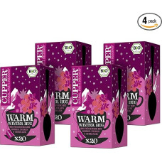 Cupper Organic Fruit Tea Warm Winter Hug 4-Pack 80 Unbleached Tea Bags Eco Friendly Fair Trade