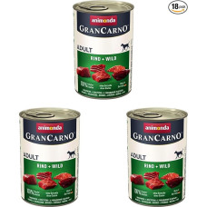 animonda Gran Carno Adult Dog Food, drėgnas maistas suaugusiems šunims, jautiena + žvėriena, 6 x 400 g (3 vnt.)