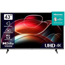 Hisense 43E6KT 108 cm (43 Inch) TV, 4K UHD, Smart TV, HDR, Dolby Vision, Triple Tuner DVB-C/S/S2/T/T2, Frameless, WiFi, Bluetooth, Alexa Built-In, DTS Virtual X, Hotel Mode, Black [2023]