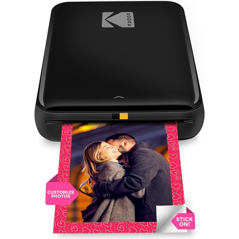 KODAK Step Instant Colour Photo Printer for Smartphones, Portable, Mini, Zink, 5 x 7.5 cm Adhesive Photos, Bluetooth, Compatible with iOS and Android Devices, Fun Editing App, Black