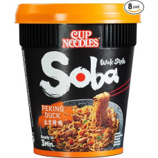 Nissin Cup Noodles Soba Cup - Beijing Duck, Pack of 8, Japanese Style Wok Style Instant Noodles with Condiment Sauce, Duck & Vegetables, Quick Prepared in Cup, Asian Food (8 x 87 g)