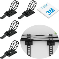 SZFUDIGO Desk Wire Organiser Cable Ties Self-Adhesive Cable Clips Cable Management Cable Holder for Desk Pack of 100 Black