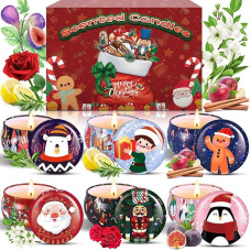 ZZXLOPEZ Set of 6 Aromatherapy Candles Set, Scented Candles Set, Christmas Candles Gift Set, Soy Wax Candle Set, Portable Travel Candles for Mother's Day, Christmas, Birthday, Stress Relief, Bath,