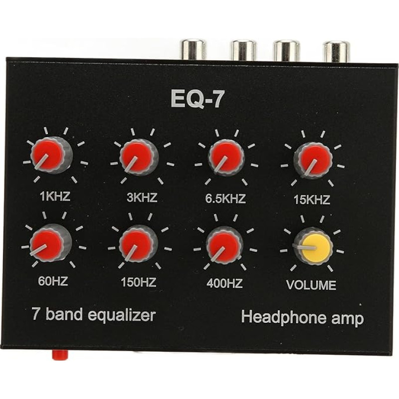 7 Band Sound Equalizer, Input Output, 12dB High Bass Adjustment, Dual Channel Digital Equalizer with Headphone Compatibility and 3.5mm Interface, Construction