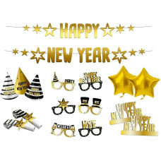 Folat 63764 BlackGold Party Box HNY New Year's Eve Decoration, New Year's Eve Decoration, Happy New Year, Multicoloured